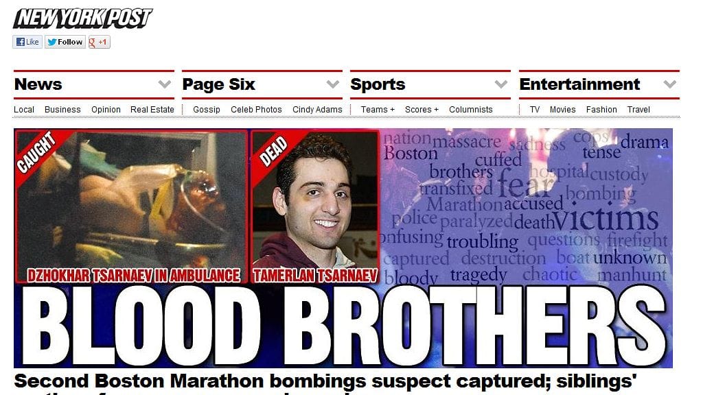 Kuvakaappaus New York Post -lehden nettisivulta.