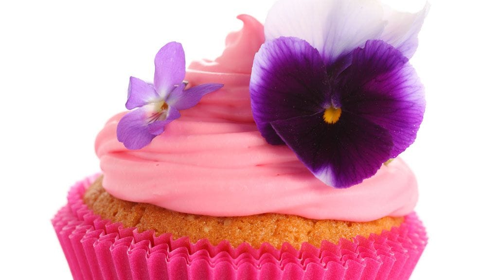 Orvokeilla voi somistaa vaikka kuppikakut näyttämään kauniimmilta.