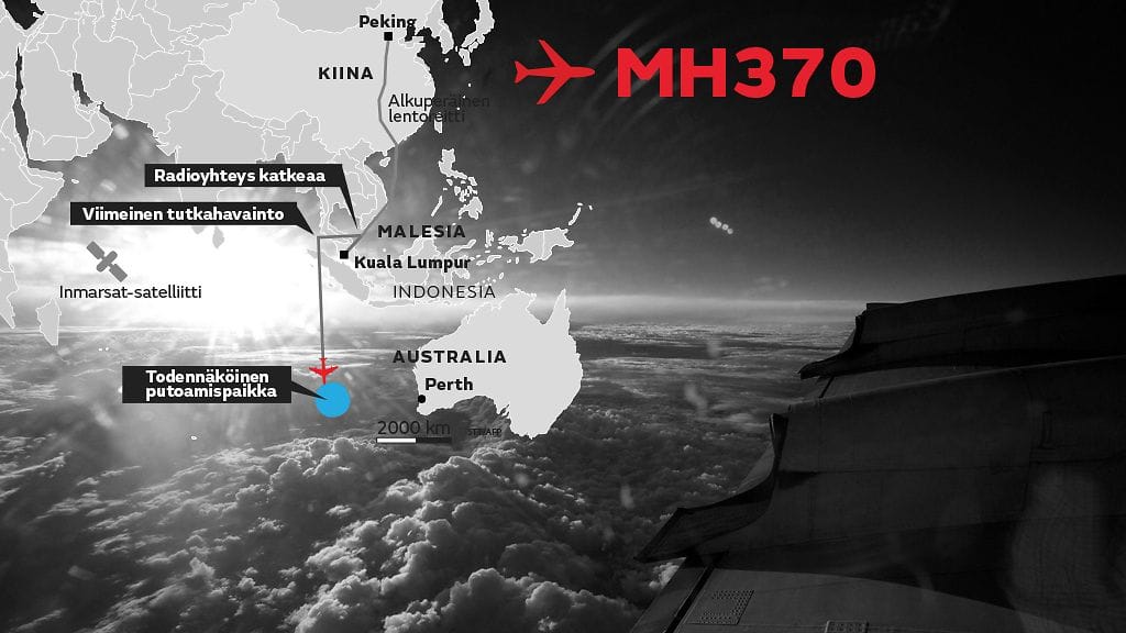 MH370-lento katosi Intian valtameren yllä maaliskuussa 2014.