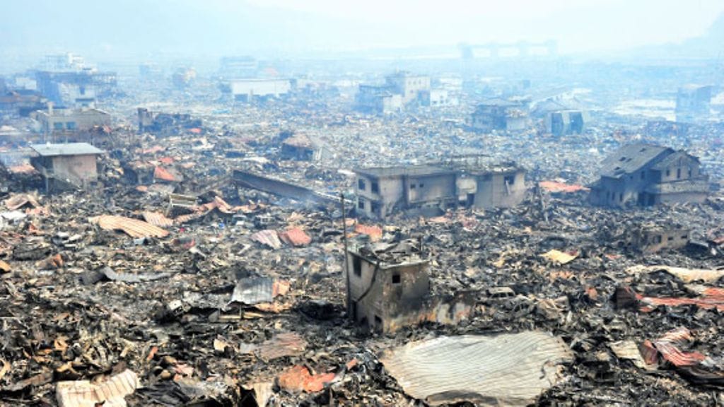 Tältä näyttää tsunamin runtelemassa Otsuchin kaupungissa 15.3.2011. Kuva: EPA