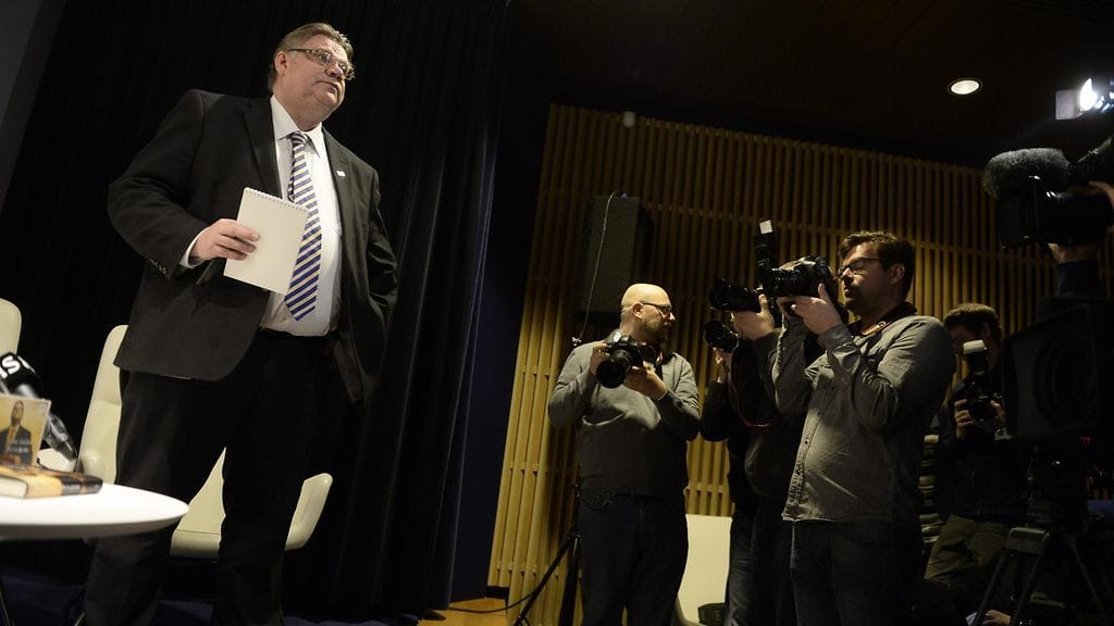 Timo Soini julkisti kirjansa Timo Soini: Peruspomo Helsingissä torstaina 3. huhtikuuta 2014.