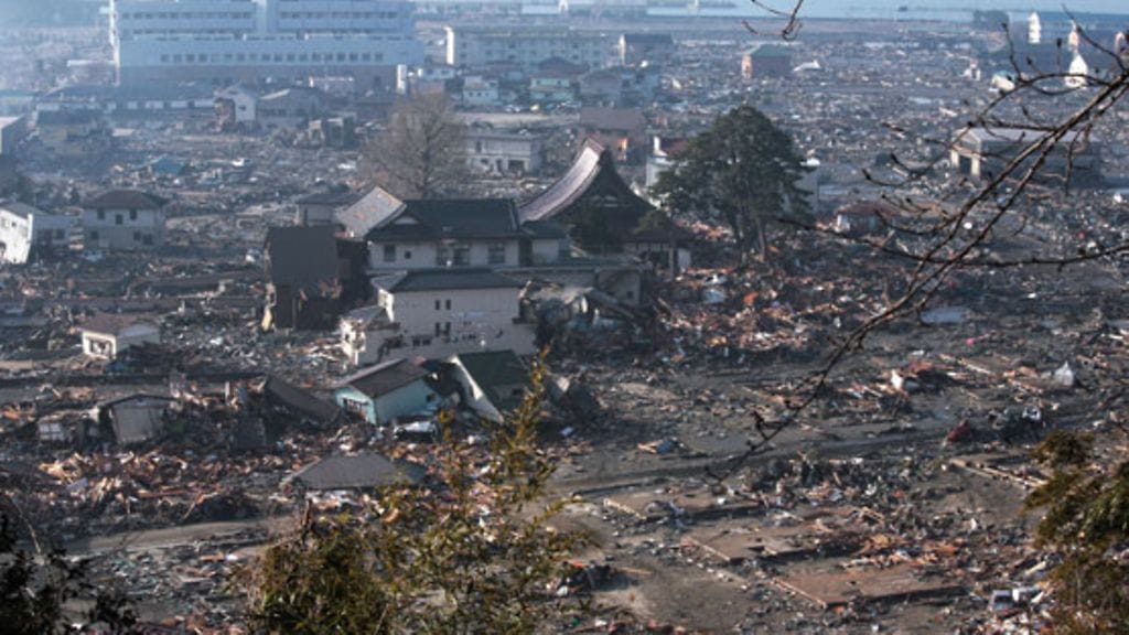 Tältä näyttää maanjäristyksen runtelemassa Otsuchin kaupungissa 15.3.2011. Kuva: EPA