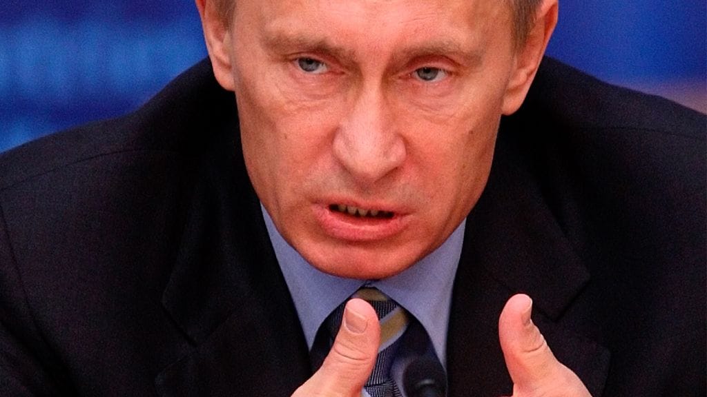 Pääministeri Vladimir Putin puhuu kaasuntuottajamaiden kokouksessa Moskovassa 23. joulukuuta 2008.