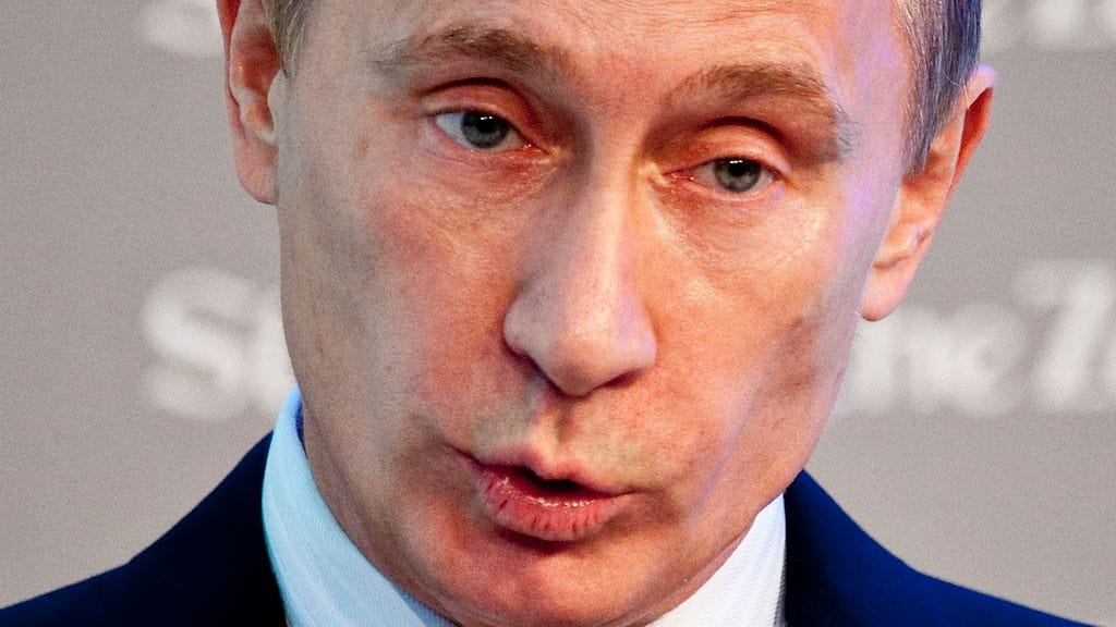 Pääministeri Vladimir Putin pitää puhetta taloushuippukokouksessa Berliinissä 26. marraskuuta 2010.