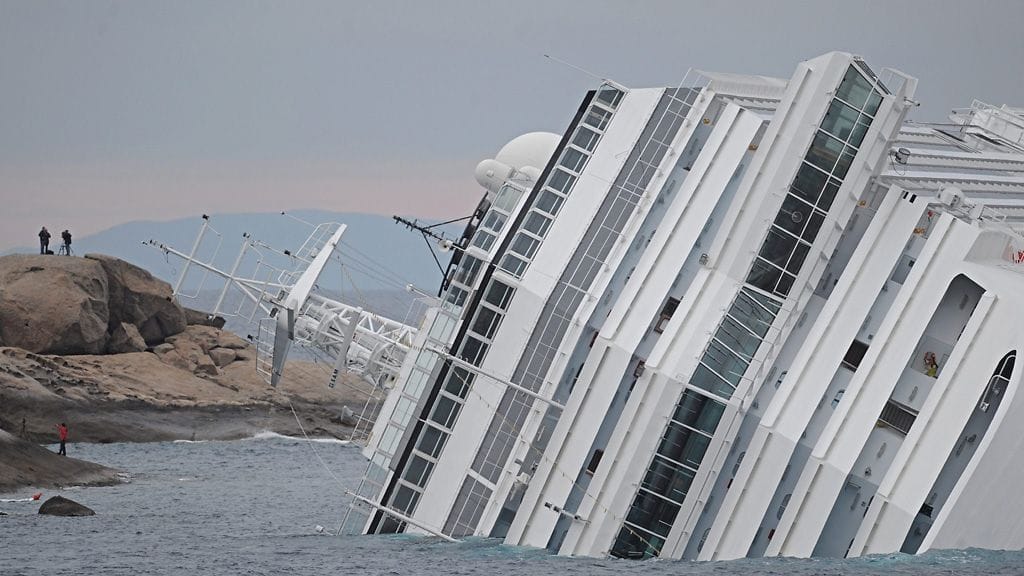 Laivassa pyritään pysymään mahdollisimman pitkään, mutta laivan upotessa noustaan pelastuveneisiin.