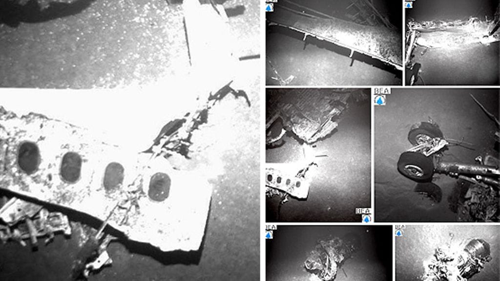 Air Francen turmakoneen osia Atlantin valtameren pohjassa.