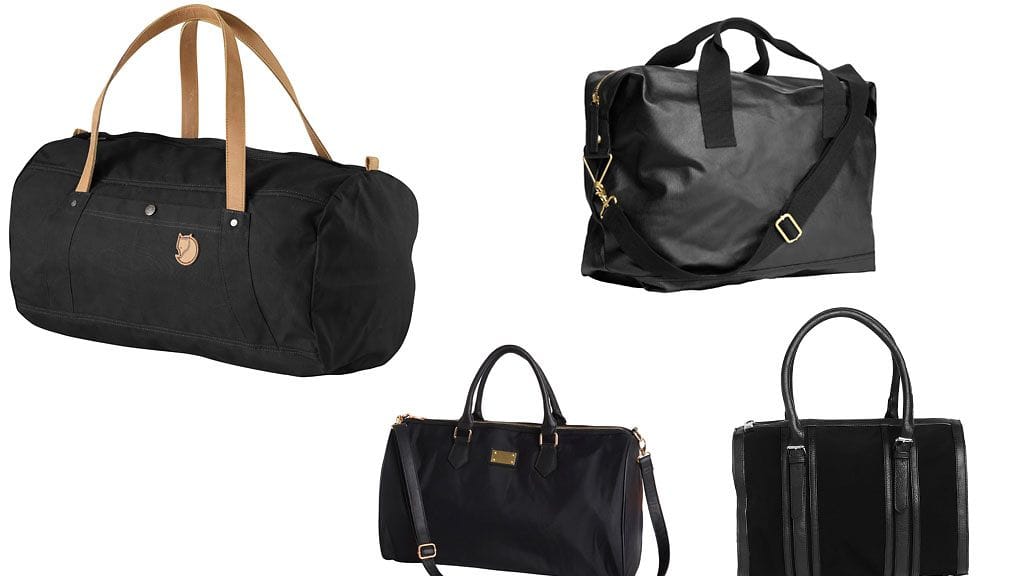 Kopioi tyyli! Laukut: Iso putkikassi Fjällraven, musta neliölaukku H&M, alarivin laukut KappAhl