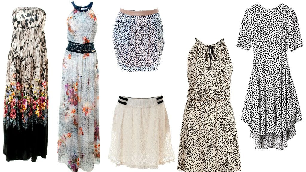 Kopioi mekkotyyli! Mekot oikealta vasemmalle: Liu Jo Jeans, Liu Jo Jeans, ylempi mekko Supertrash, alempi mekko Nümph, KappAhl, H&M