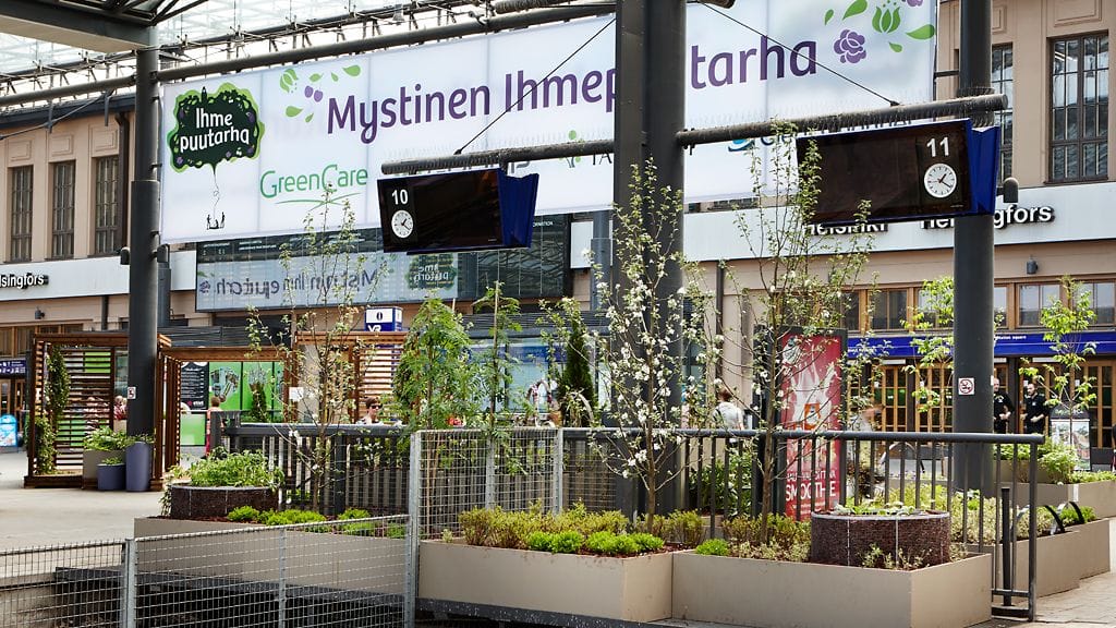 Ihmepuutarha Helsingin rautatieasemalla 2013. Kuva Green Care