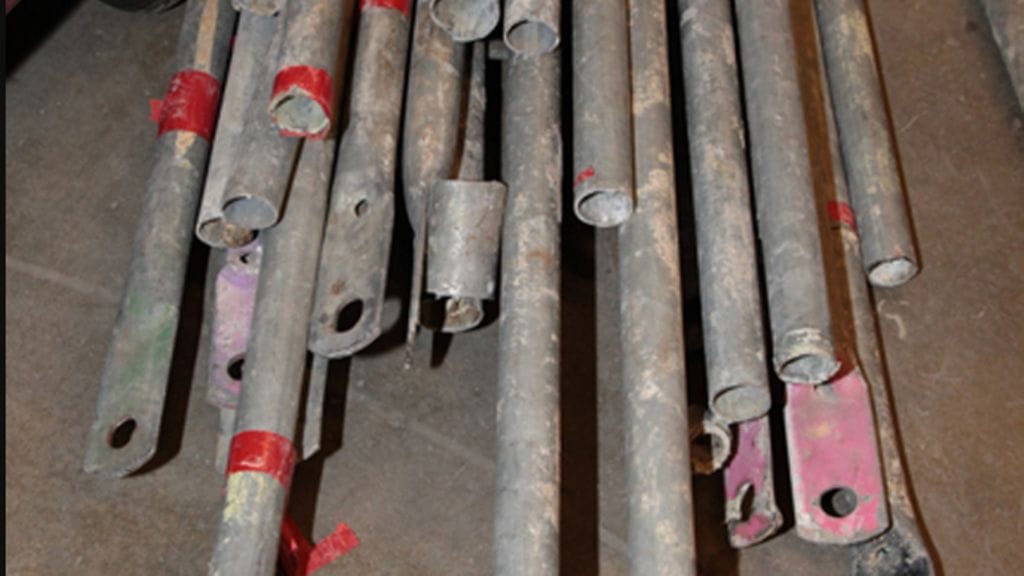 Amfetamiinia salakuljetettiin Suomeen rakennustelineissä. Poliisin kuva vuodelta 2014.