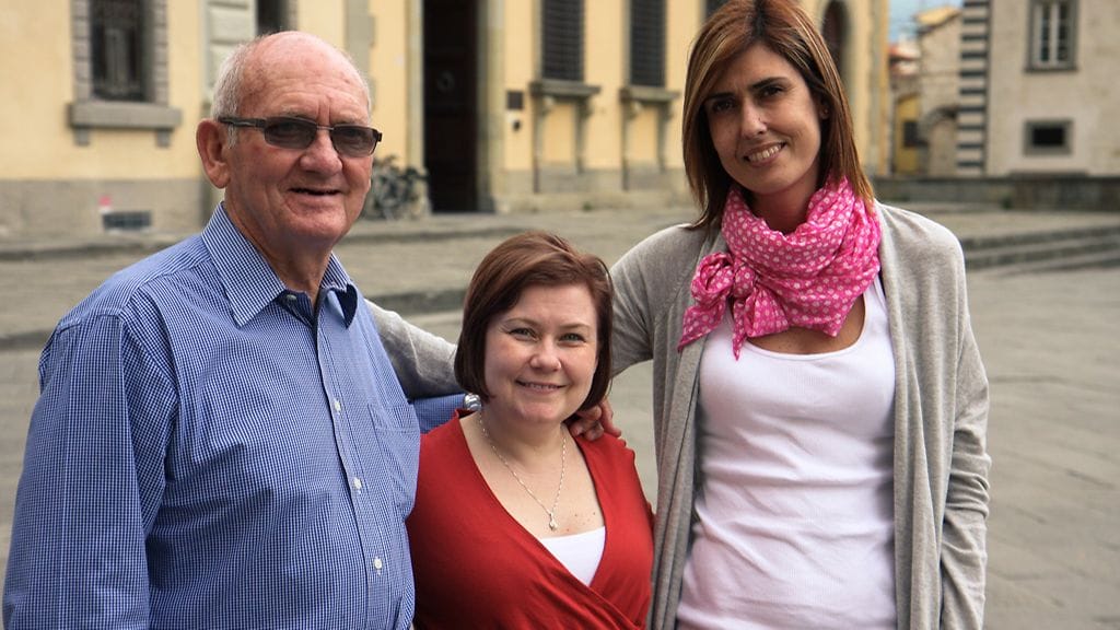 Seija isänsä Richardin ja siskonsa Amyn kanssa.