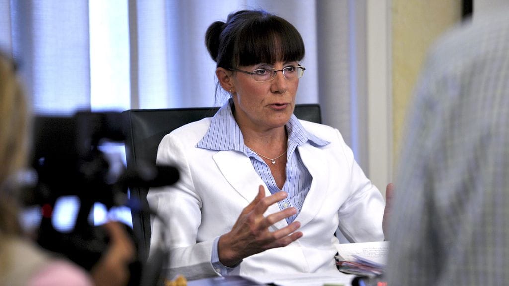 Perussuomalaisten eduskuntaryhmän puheenjohtaja Pirkko Ruohonen-Lerner.