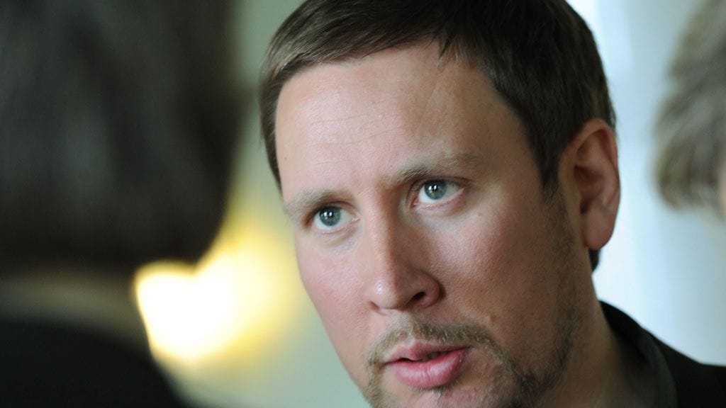 Vasemmistoliiton puheenjohtaja Paavo Arhinmäki eduskunnassa Helsingissä tiistaina 17. toukokuuta 2011.