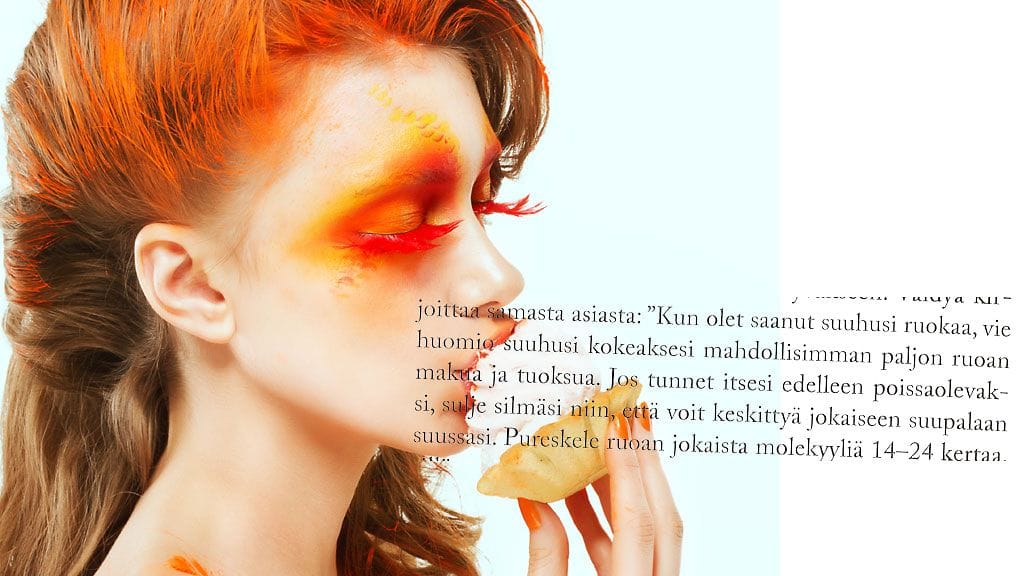 Kuvituskuva, lainaus Jaana-Mirjami Mustavuoren teoksesta Aistit auki! – Anna elämän koskettaa