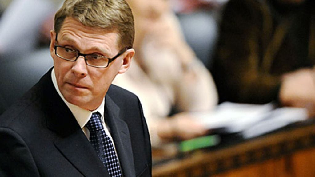 Pääministeri Matti Vanhanen eduskunnan täysistunnossa Helsingissä 12. helmikuuta 2008. Kuva: Lehtikuva