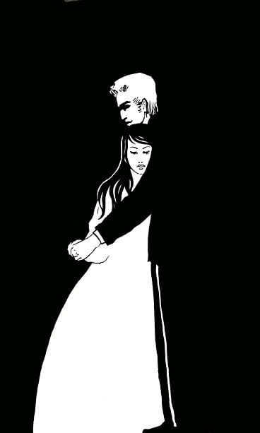 Piirros synkasta pariskunnasta