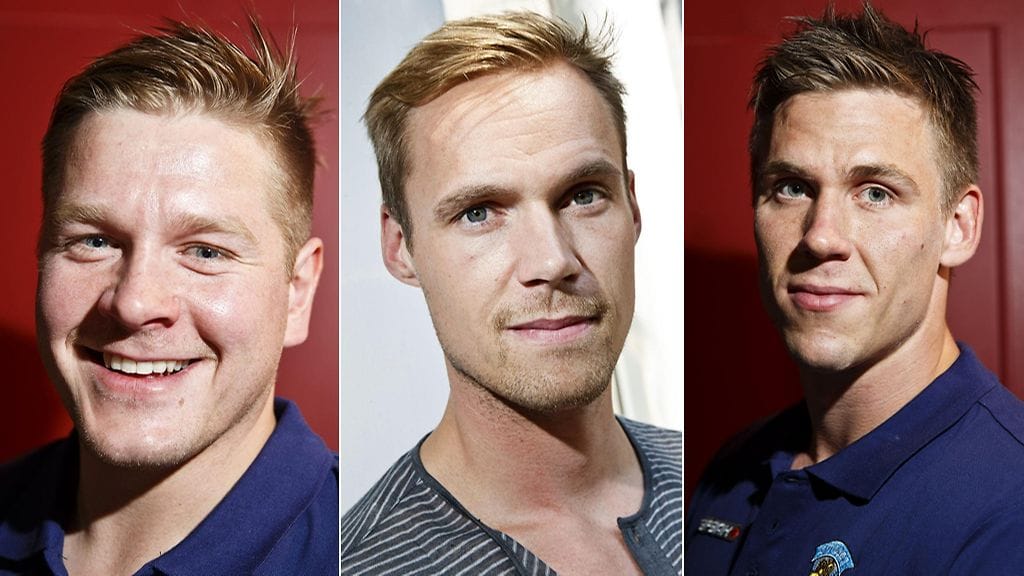 Pekka Rinne (kesk.) on MTV.fin lukijoiden mielestä komein Leijona-pelaaja.