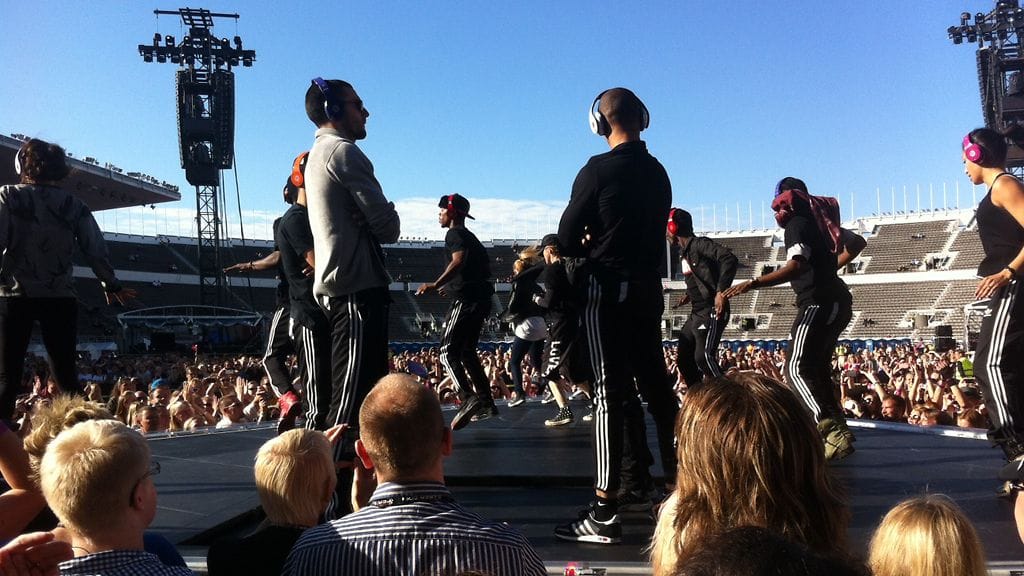 Madonna tekemässä soundchekiä Helsingissä.