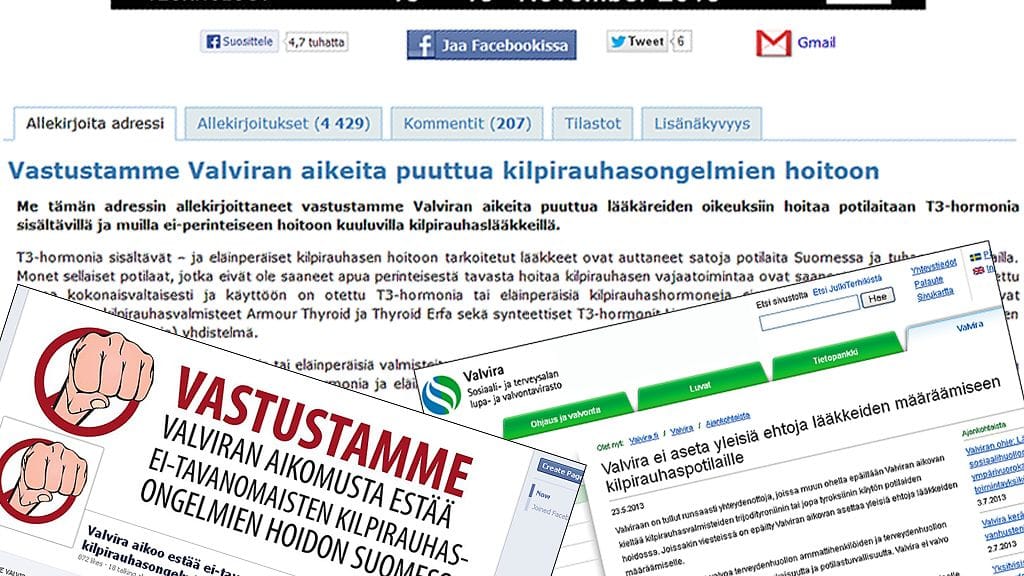 Kilpirauhasen vajaatoiminnan hoidosta kiistellään verkossa.