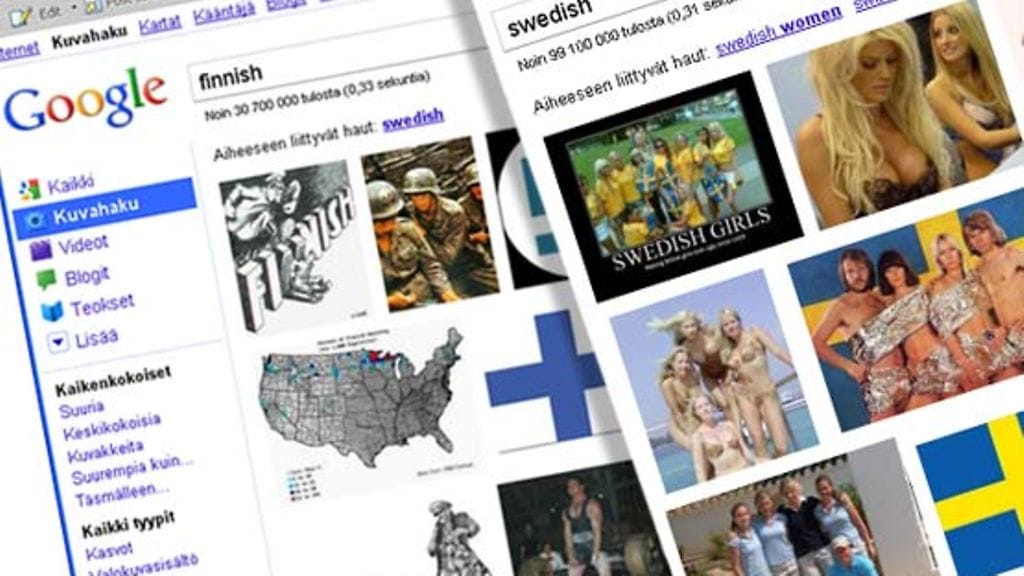 Google esittelee Suomen ja Ruotsin hyvin erilaisina.