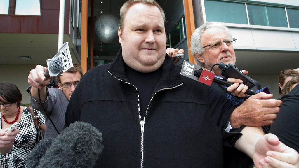 Tiedostonjakopalvelu Megauploadin perustaja Kim Dotcom Uudessa-Seelannissa vuonna 2012.