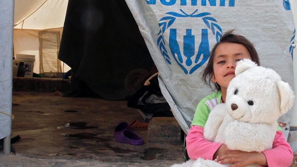 Arkistokuva syyrialaislapsesta YK:n pakolaisleirillä.