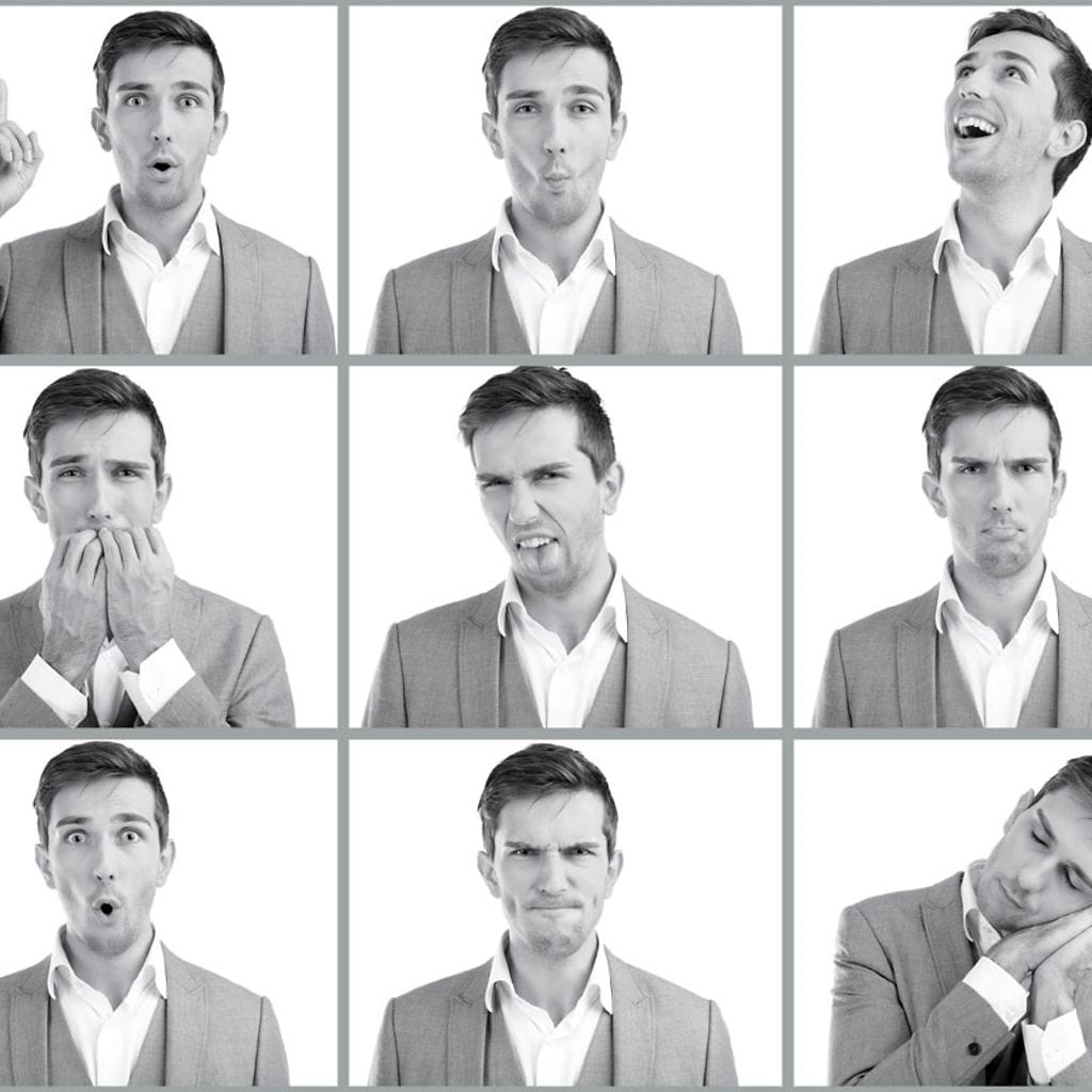 Kuvakollaasi miehen tunteista