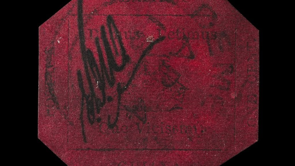Brittiläisen Guianan yhden sentin magenta-merkkiä vuodelta 1856 on pidetty maailman harvinaisimpana postimerkkinä