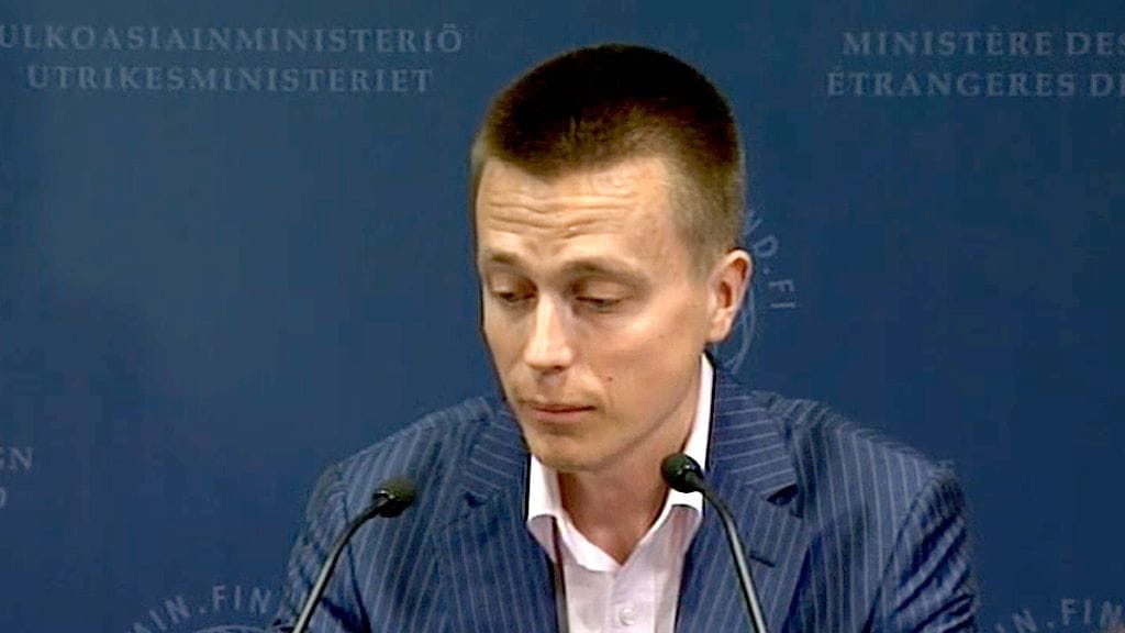 Atte Kaleva tiedotustilaisuudessa.