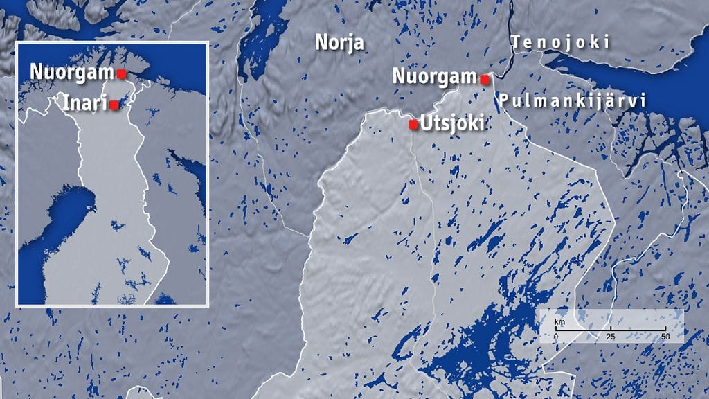 Moottorikelkkaonnettomuus tapahtui Utsjoella Pulmankijärvellä.