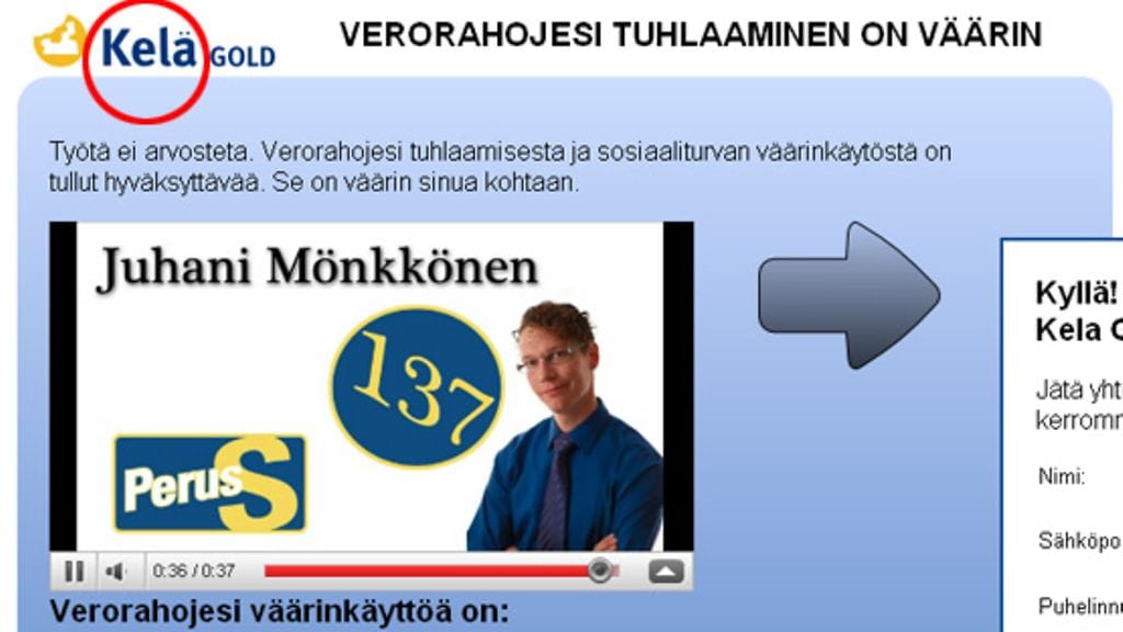 Perussuomalaisten eduskuntavaaliehdokas Juhani Mönkkösen vaalisivut.