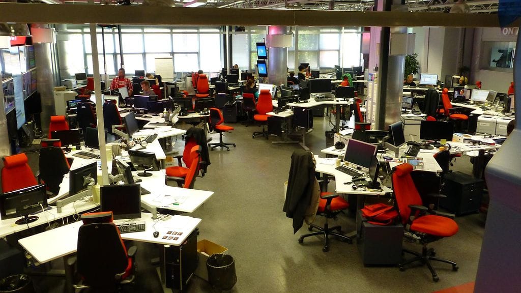 MTV Uutisten uutishuone kesäkuussa 2014.