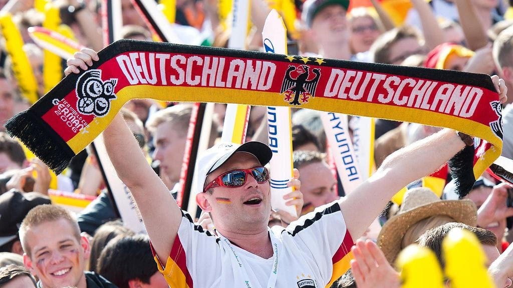 Saksalaisia jalkapallofaneja Brasilian MM-kisoissa.
