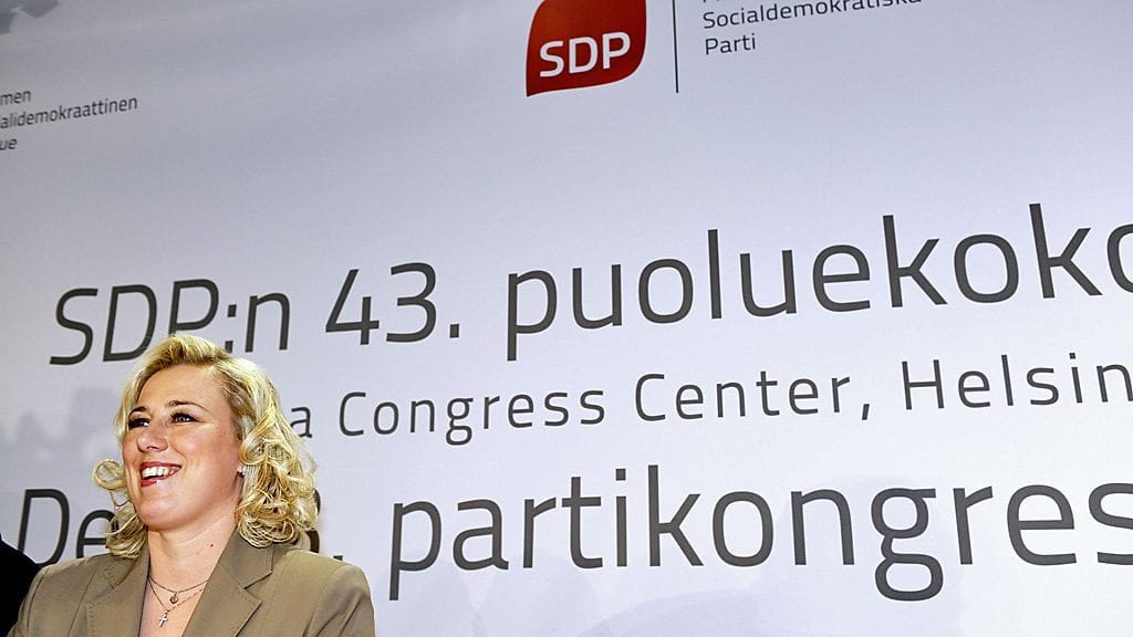 SDP:n puheenjohtaja Jutta Urpilainen SDP:n puoluekokouksessa, joka alkoi Helsingissä 24. toukokuuta 2012. Kuva: Lehtikuva.