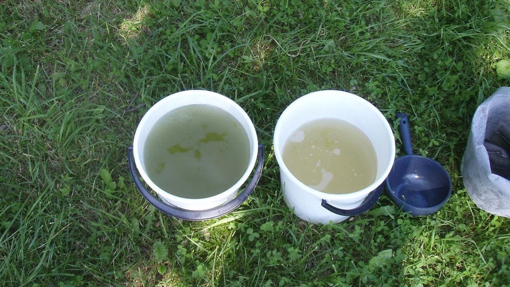 Sinileväpitoista ja suodatettua vettä.