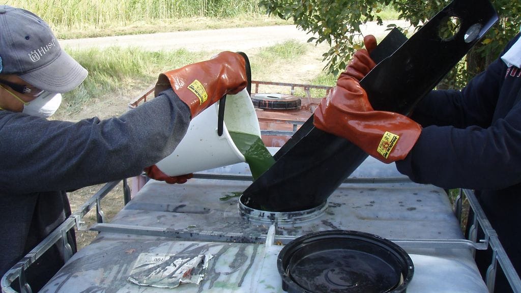 Sinilevän torjuntaa purovedestä.