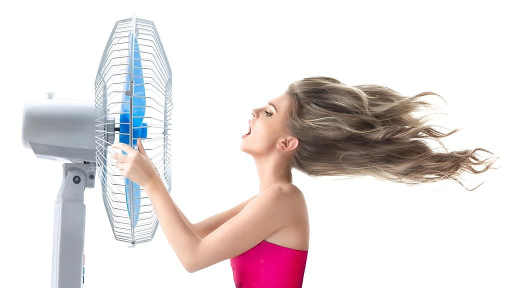 Nainen ja tuuletin