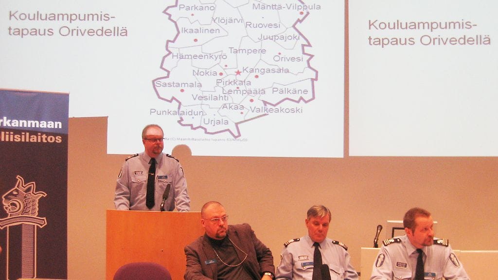 Poliisin tiedotustilaisuus Tampereella Oriveden ampumistapaukseen liittyen.