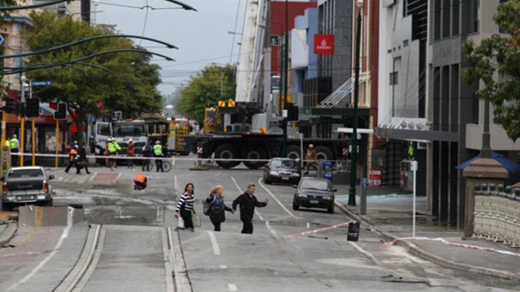 Järistys vaurioitti pahoin Christchurchin kaupunkia 22.2.2011.