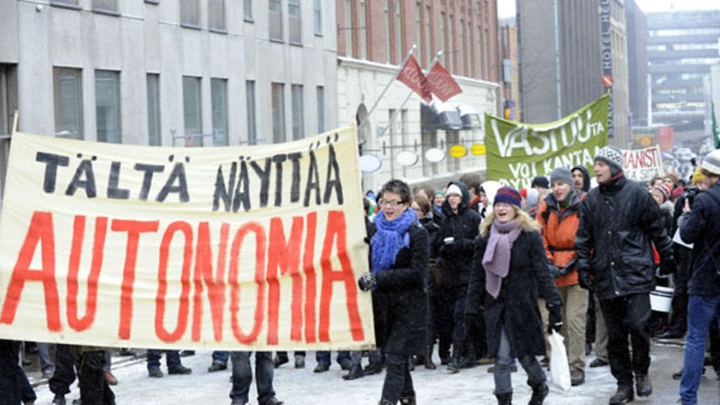 Yliopistolain vastustajat Helsingin kaduilla 19.2.2009 Kuva: Lehtikuva
