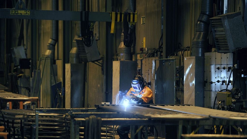 Biopolttokattilan valmistusta Metson kattilatehtaalla Messukylässä Tampereella 7.syyskuuta 2010. Kuva: Lehtikuva.