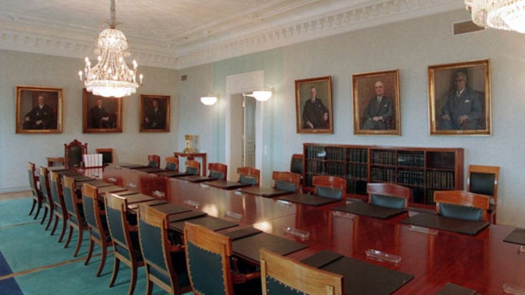 Korkeimman oikeuden (KKO) istuntosali Helsingin Pohjois-Esplanadilla. (Lehtikuva)