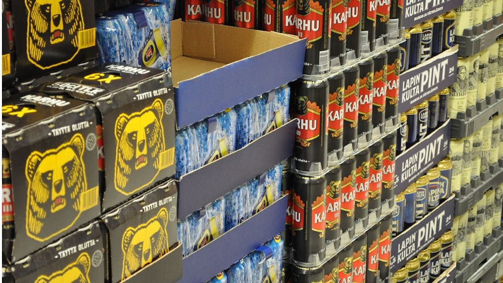 Olutta K-marketissa Kampin kauppakeskuksessa. Kuva: Lehtikuva