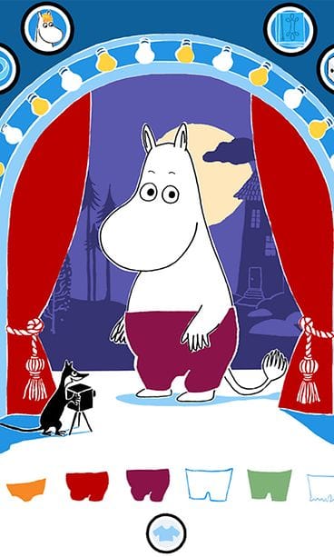 Muumi Spinfy-firman iPad-sovelluksessa.