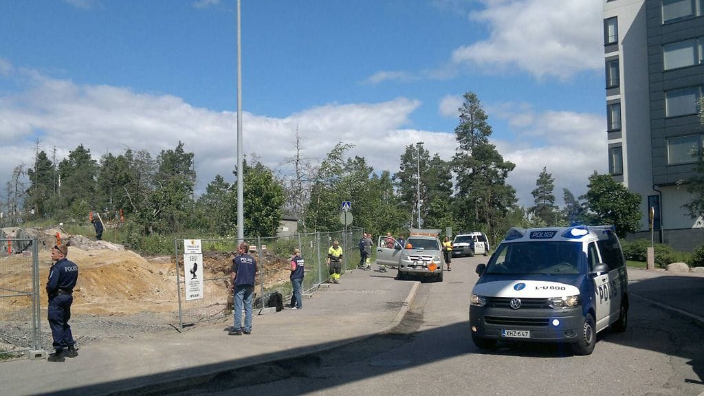 Räjäytystyömaa Espoossa.