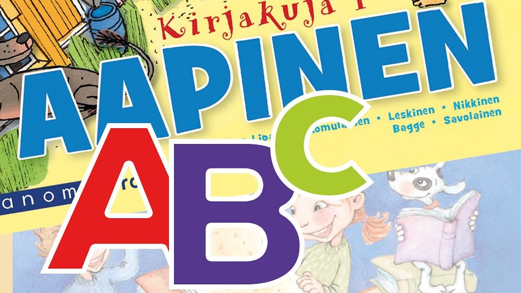 Värikästä nykyaapista edustaa Kirjakujan aapinen. Kuva Sanoma Pro Oy.