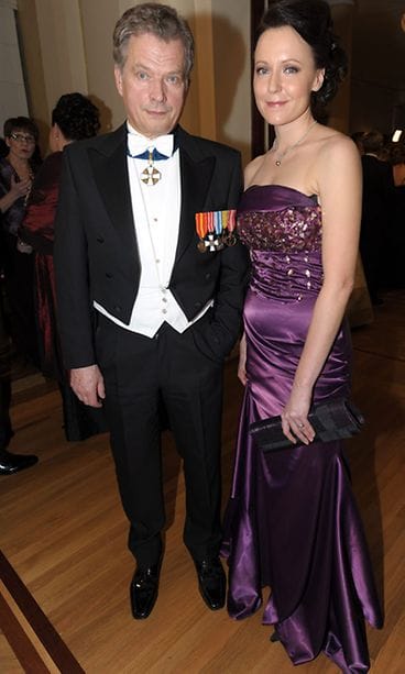 Sauli Niinistö ja Jenni Haukio itsenäisyyspäivän vastaanotolla Presidentinlinnassa Helsingissä 6. joulukuuta