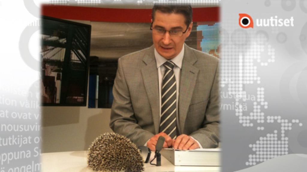 Huomenta Suomen uutisankkuri sai vieraakseen Iida-siilin 26.11.2010.