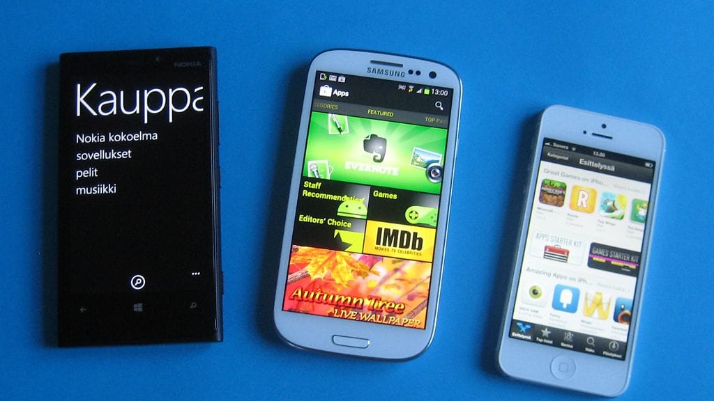 Nokia Lumia 920, Samsung Galaxy S3 ja iPhone 5