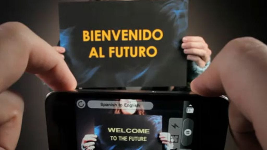 Word Lens -sovellus, Applen iPhonella. Kuva: YouTube